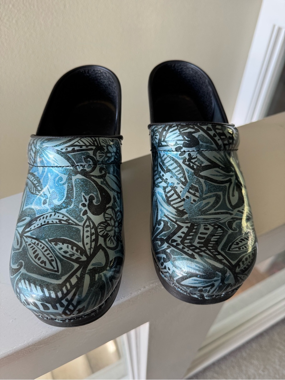 Dansko Women’s Clogs in Teal Floral Pattern